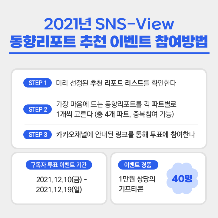 2021년 SNS-View 동향리포트 추천 이벤트 참여방법(자세한 내용 하단 참조)